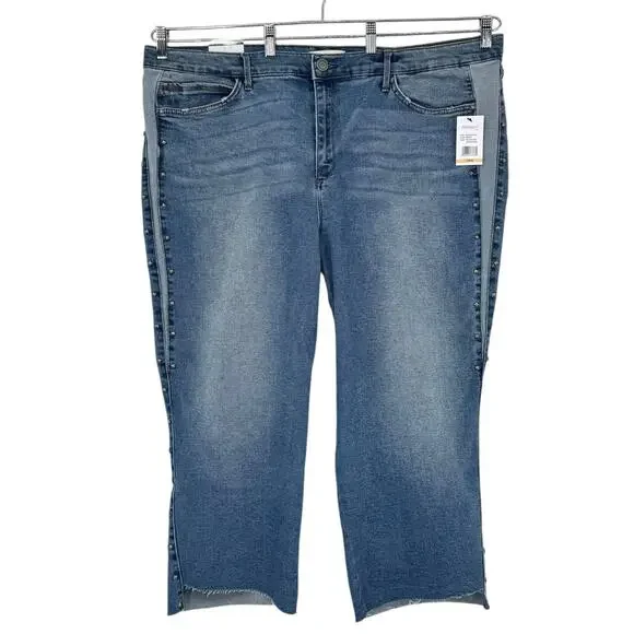 NWT Skinnygirl Plus Sydney Two-Tone Studded Cropped Straight Jean Size 24W 3X - Picture 4 of 16